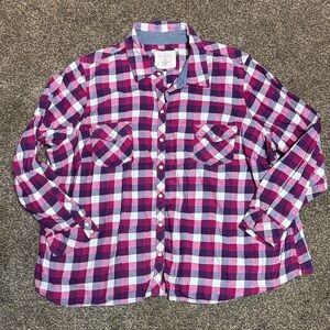 Sonoma Purple Pink and White Plaid Button Down Shirt 3x xxl Super Cute!